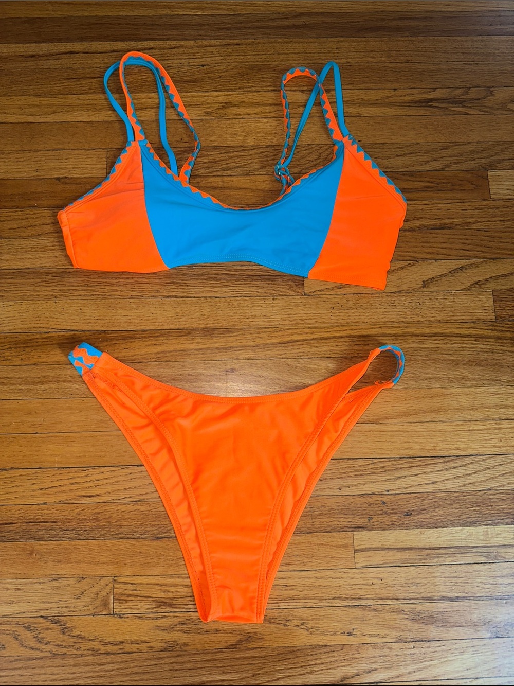 Women’s Two-Piece Orange & Blue Bikini Set